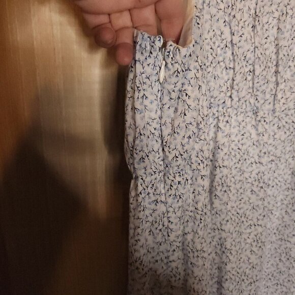 Marilyn Monroe Linen Blend Blue White Floral Adjustable Strap Sundress 12 - Picture 4 of 9